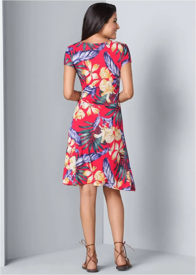 FLORAL ALINE MIDI DRESS Red Multi Women VENUS Sundresses