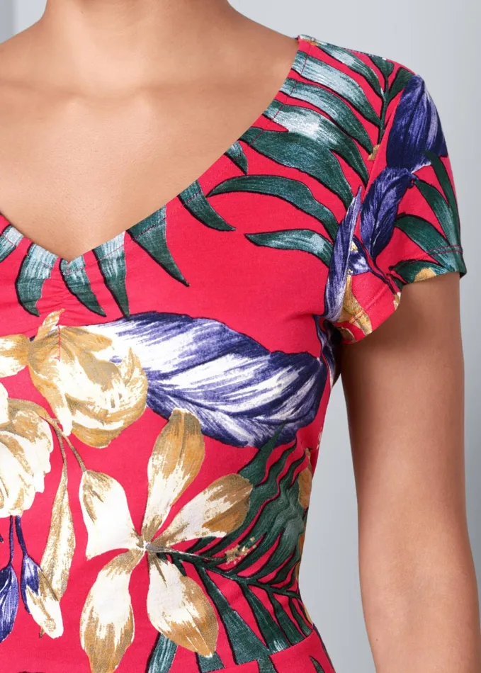 FLORAL ALINE MIDI DRESS Red Multi Women VENUS Sundresses