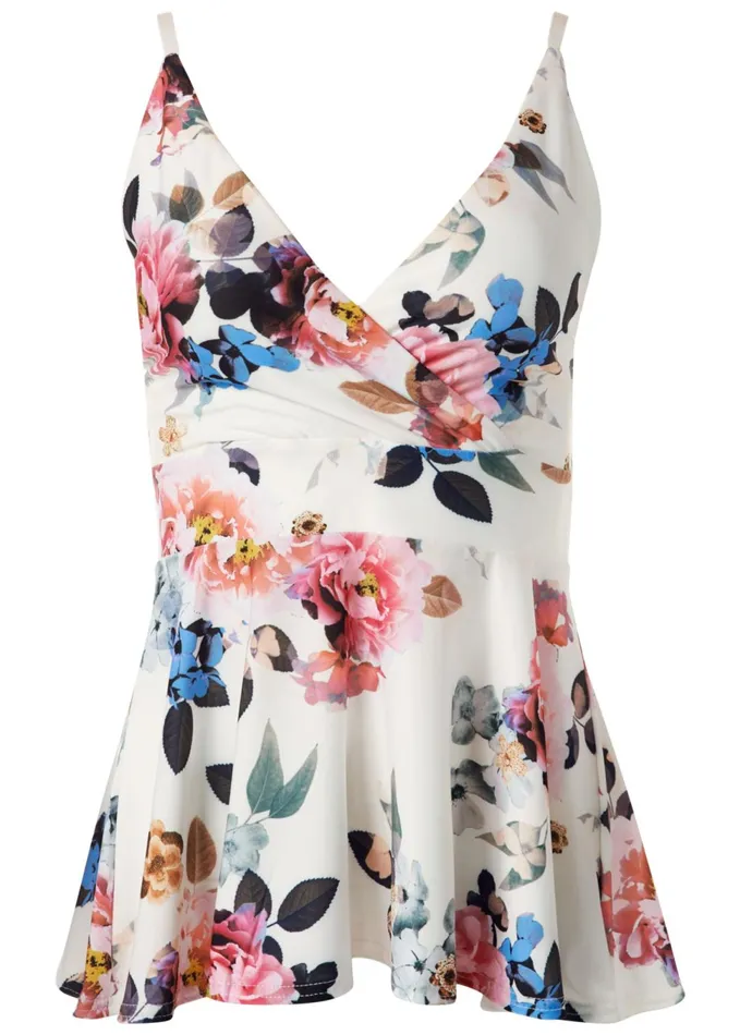 FLORAL PEPLUM TOP White Multi Women VENUS Casual Tops