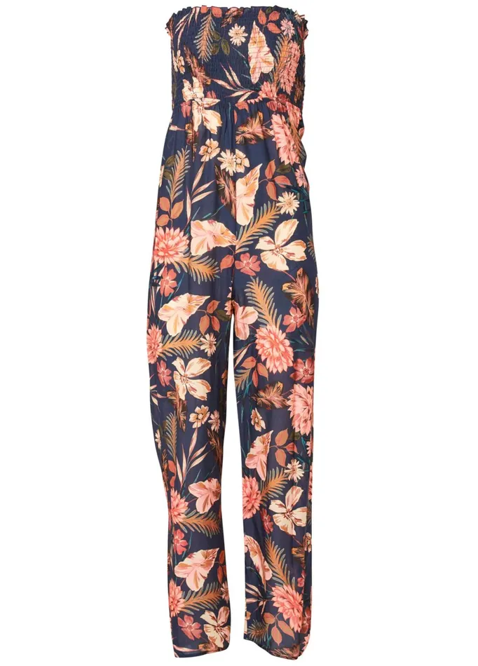 FLORAL STRAPLESS JUMPSUIT Black Multi Women VENUS Casual Jumpsuits and Rompers