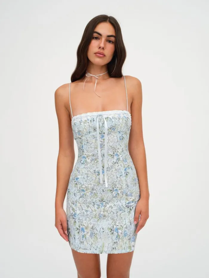 For Love and Lemons Dresses Claire Lace Mini Dress Blue 8211 Women