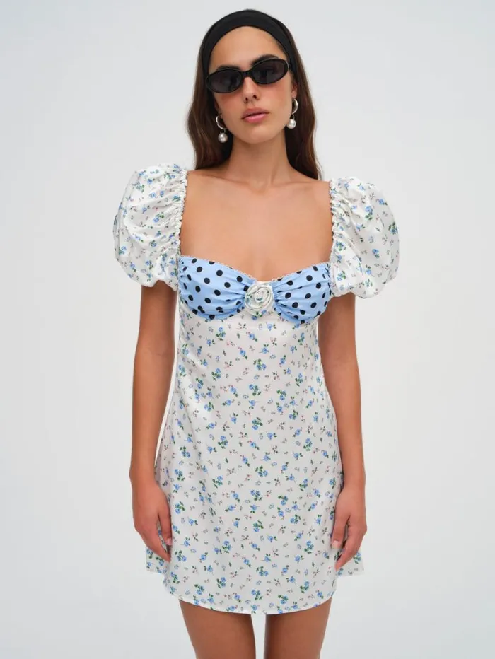 For Love and Lemons Dresses Colby Floral Mini Dress Ivory 8211 Women