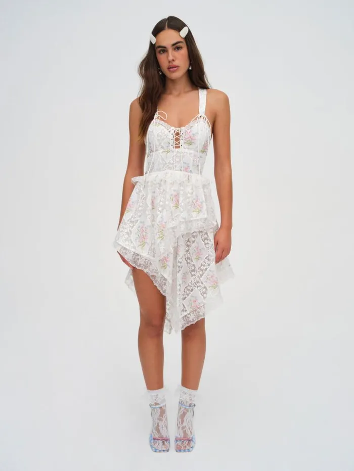 For Love and Lemons Dresses Diana Asymmetric Mini Dress White 8211 Women