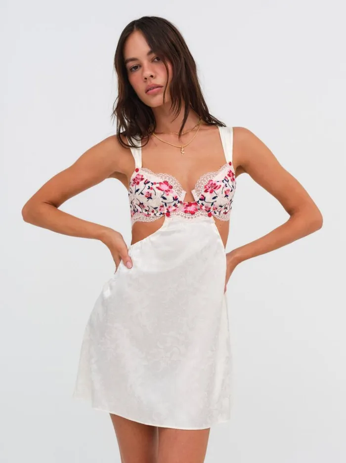 For Love and Lemons Lingerie Festival Rose Slip Dress Ivory 8211 Women