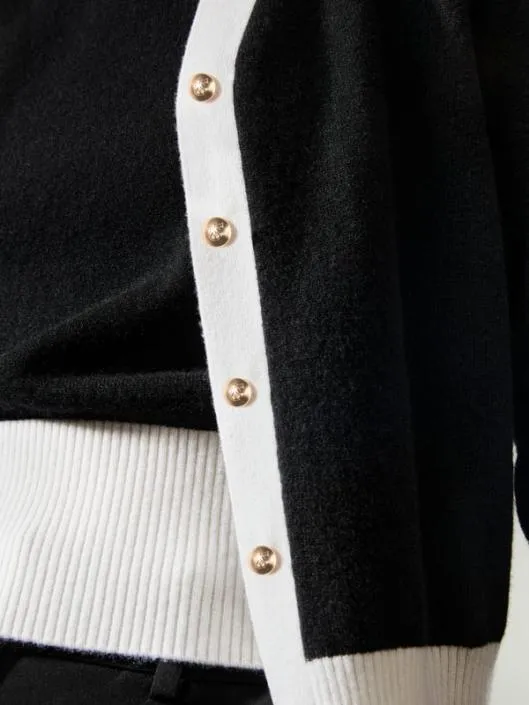 Gemini Cashmere Cardigan With Contrasting Hem Women Lilysilk Knitwear