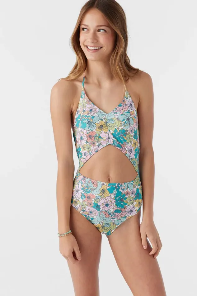 GIRL039S JANIS FLORAL CINCHED ONEPIECE Multi Clr Women O039NEILL Girl039S Swim
