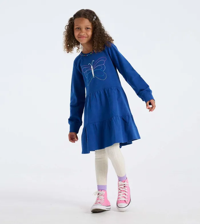 Girls Groovy Butterfly Gathered Tiered Dress Hatley