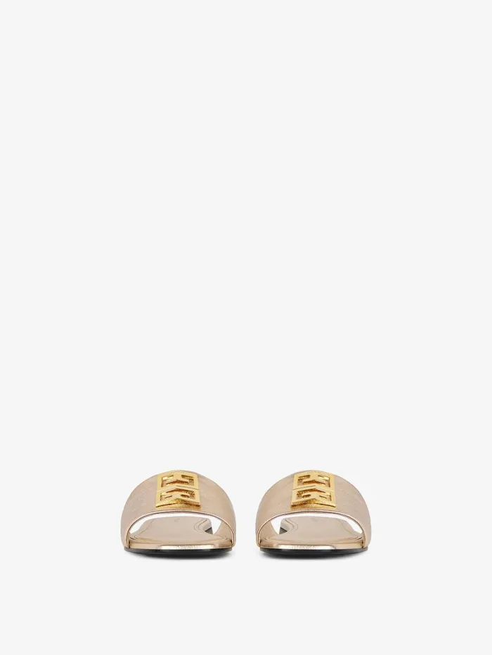 Givenchy 4G Flat Mules In Laminated Leather Dusty Golden Women Slides and Sandals Givenchy 4G Flat Mules In Laminated Leather Dusty Golden Women Slides and Sandals