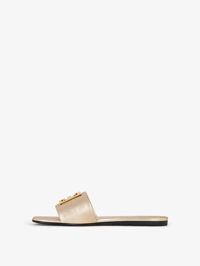 Givenchy 4G Flat Mules In Laminated Leather Dusty Golden Women Slides and Sandals Givenchy 4G Flat Mules In Laminated Leather Dusty Golden Women Slides and Sandals
