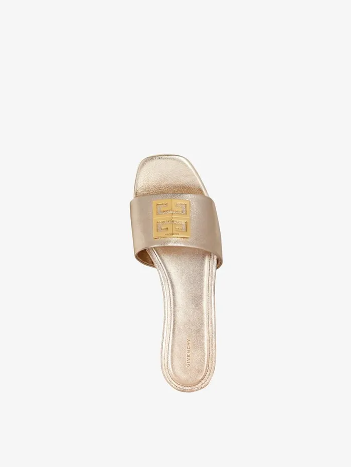 Givenchy 4G Flat Mules In Laminated Leather Dusty Golden Women Slides and Sandals Givenchy 4G Flat Mules In Laminated Leather Dusty Golden Women Slides and Sandals