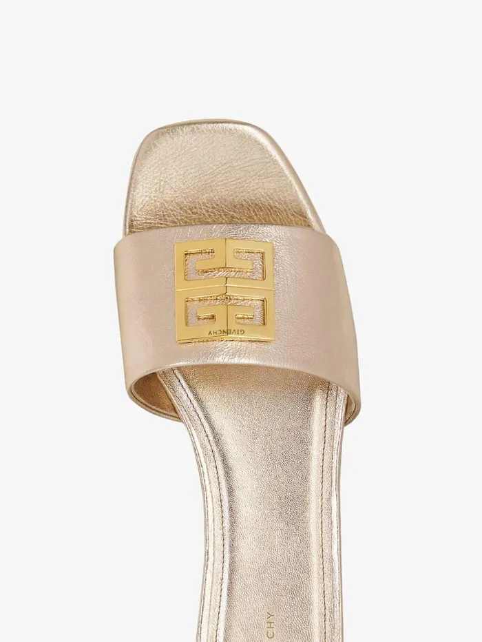 Givenchy 4G Flat Mules In Laminated Leather Dusty Golden Women Slides and Sandals Givenchy 4G Flat Mules In Laminated Leather Dusty Golden Women Slides and Sandals