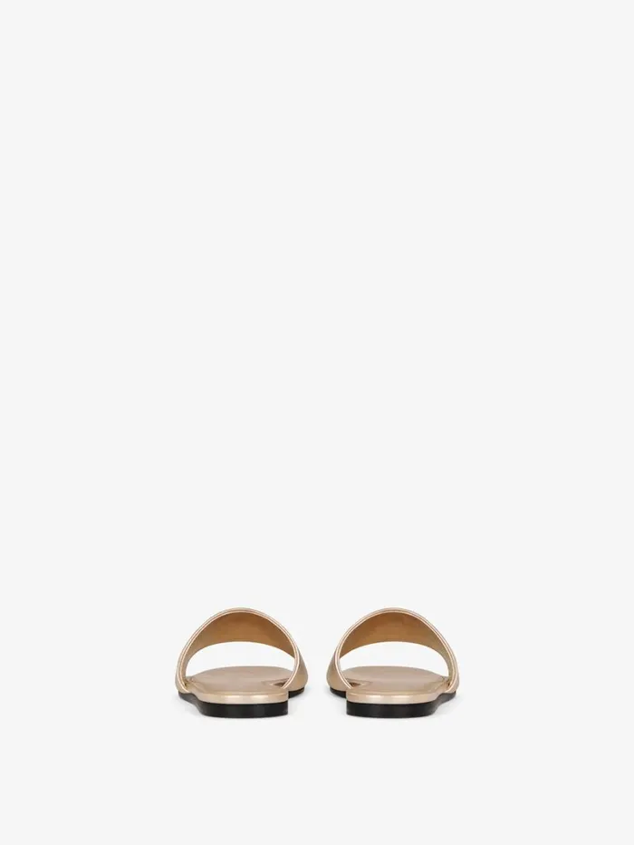 Givenchy 4G Flat Mules In Laminated Leather Dusty Golden Women Slides and Sandals Givenchy 4G Flat Mules In Laminated Leather Dusty Golden Women Slides and Sandals