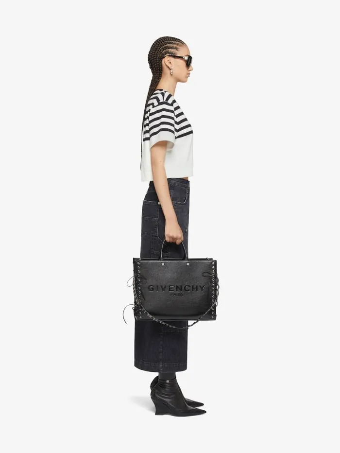 Givenchy 4G Striped Cropped Tshirt In Cotton Whiteblack Women TShirts