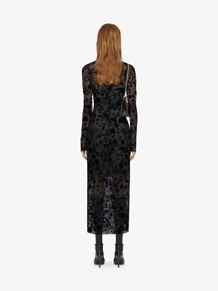 Givenchy Dress In 4G Flowers Tulle Black Women Dresses