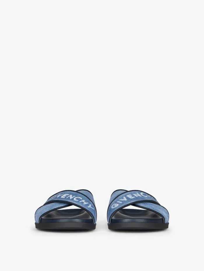 Givenchy G Plage Flat Sandals In Denim Denim Blue Men Slides and Sandals Givenchy G Plage Flat Sandals In Denim Denim Blue Men Slides and Sandals