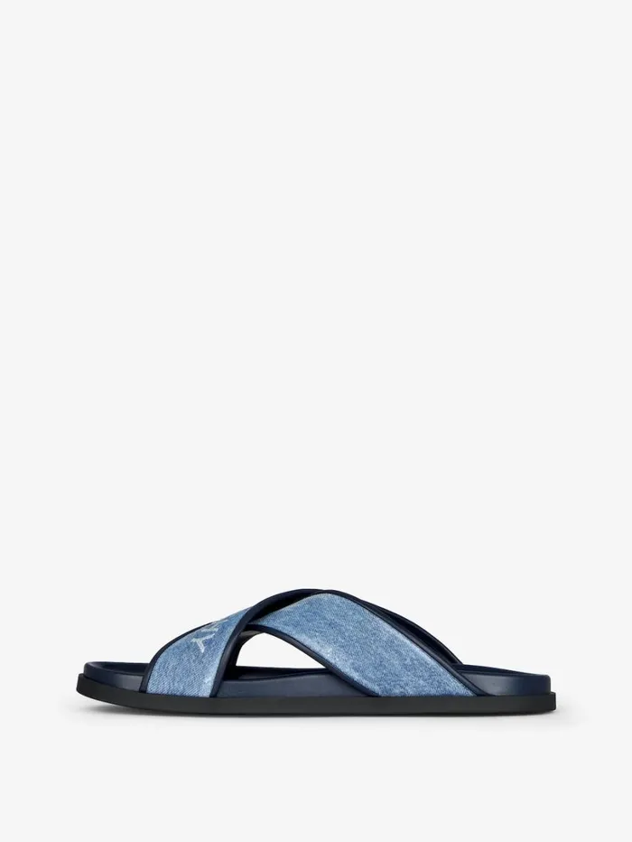 Givenchy G Plage Flat Sandals In Denim Denim Blue Men Slides and Sandals Givenchy G Plage Flat Sandals In Denim Denim Blue Men Slides and Sandals