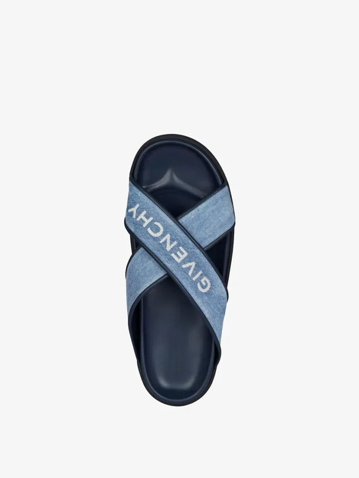 Givenchy G Plage Flat Sandals In Denim Denim Blue Men Slides and Sandals Givenchy G Plage Flat Sandals In Denim Denim Blue Men Slides and Sandals