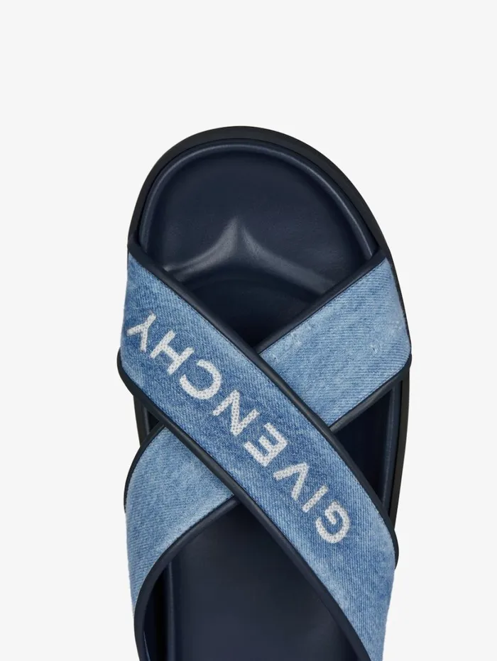Givenchy G Plage Flat Sandals In Denim Denim Blue Men Slides and Sandals Givenchy G Plage Flat Sandals In Denim Denim Blue Men Slides and Sandals