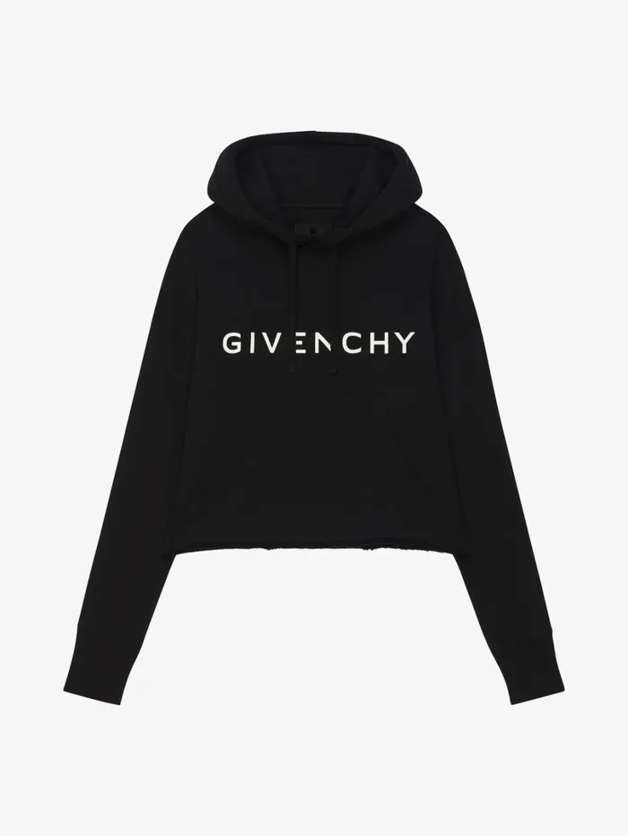 Givenchy GIVENCHY Archetype Cropped Hoodie In Fleece Black Women Sweatshirts and Hoodies