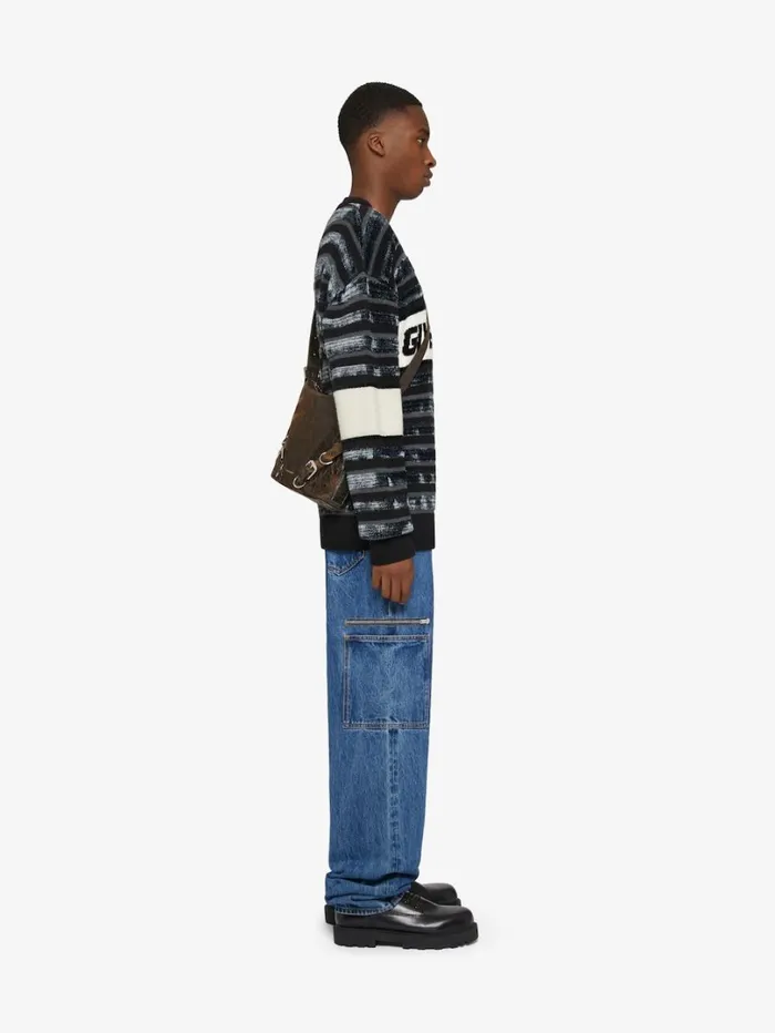 Givenchy GIVENCHY Striped Sweater In Wool Blackgrey Men Knitwear