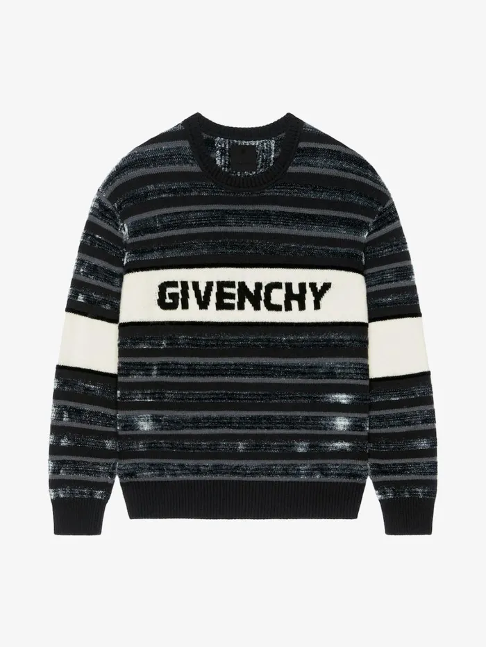 Givenchy GIVENCHY Striped Sweater In Wool Blackgrey Men Knitwear
