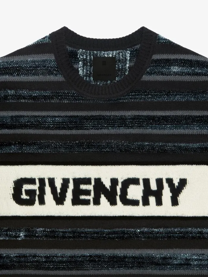 Givenchy GIVENCHY Striped Sweater In Wool Blackgrey Men Knitwear