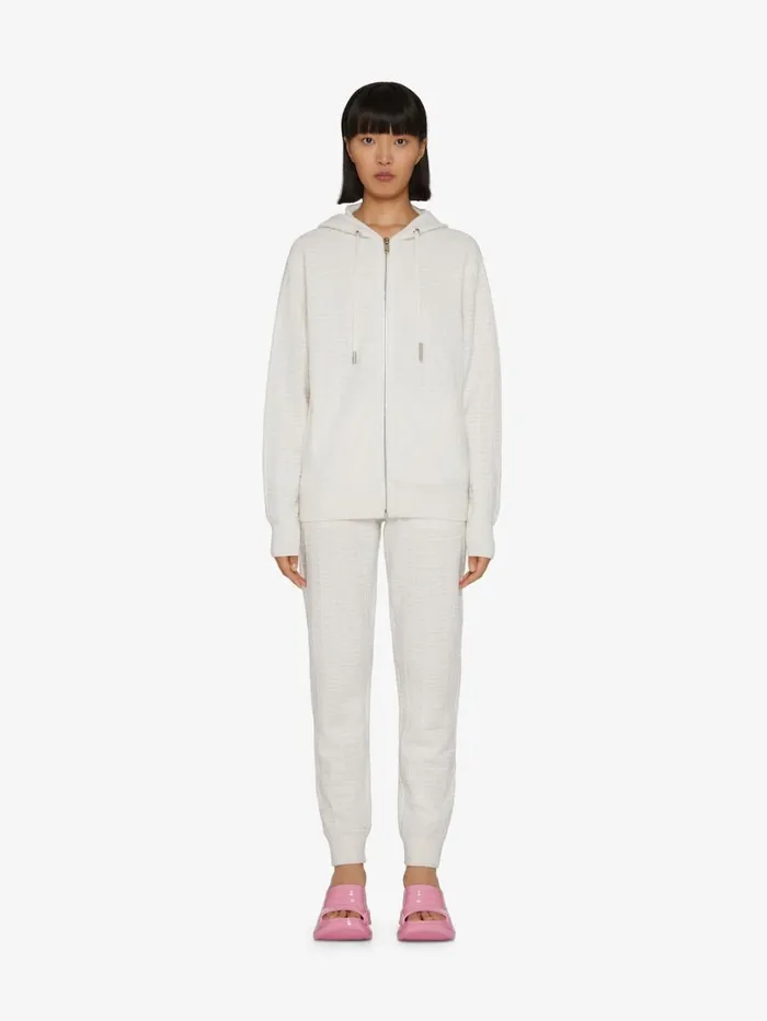 Givenchy Hoodie In 4G Cashmere Ivory Women Knitwear