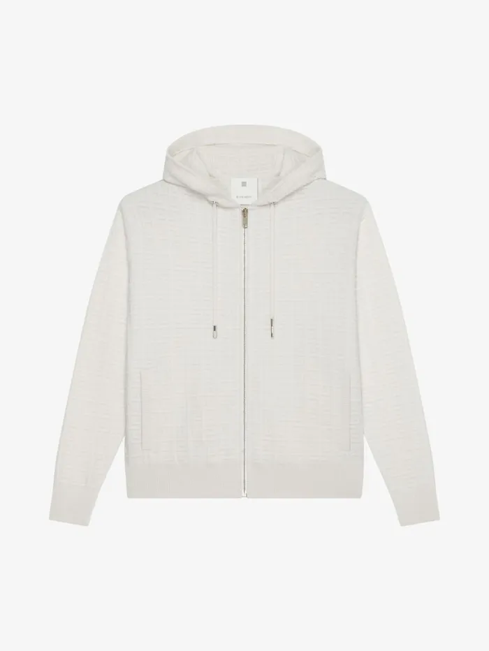 Givenchy Hoodie In 4G Cashmere Ivory Women Knitwear