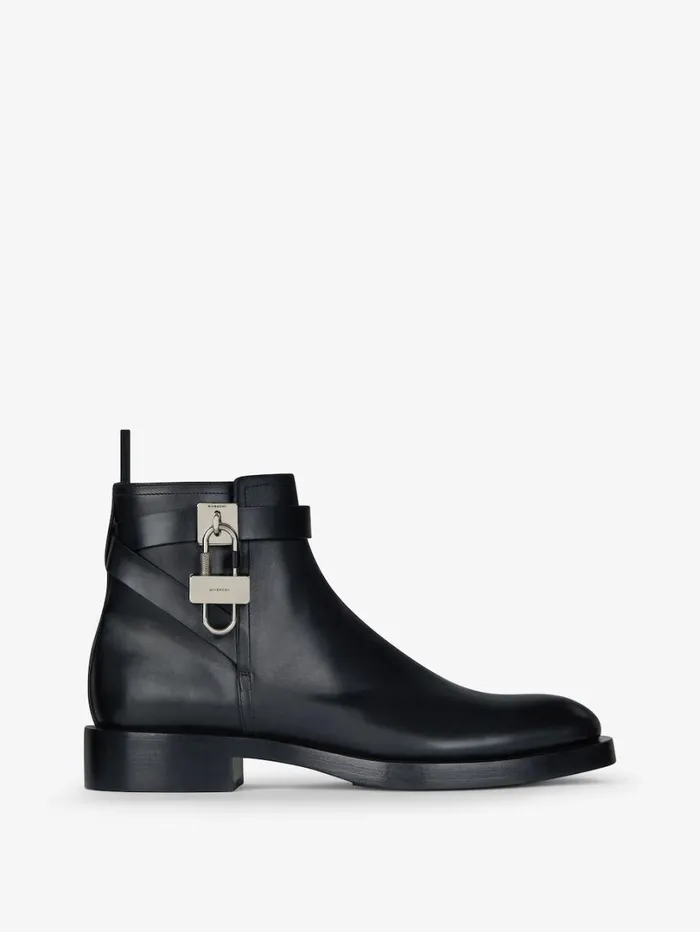 Givenchy Lock Ankle Boots In Leather Black Men Boots and Loafers