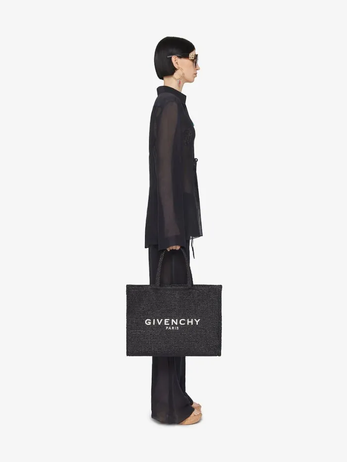 Givenchy Medium GTote Bag In Raffia Black Women Shoulder Bags Givenchy Medium GTote Bag In Raffia Black Women Shoulder Bags