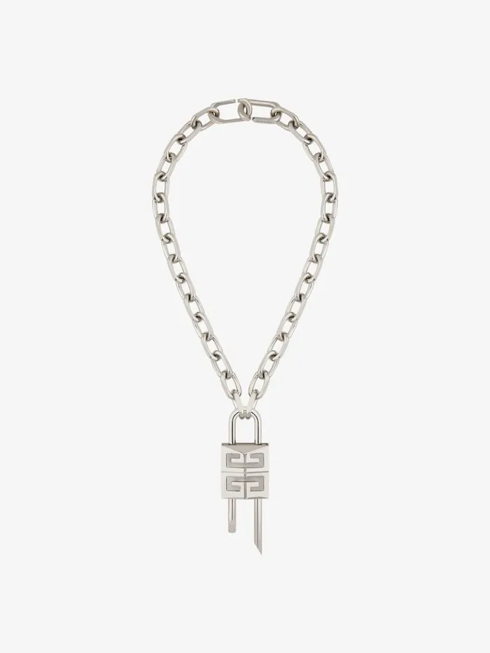 Givenchy Medium Lock Necklace In Metal Silvery Men Jewelry