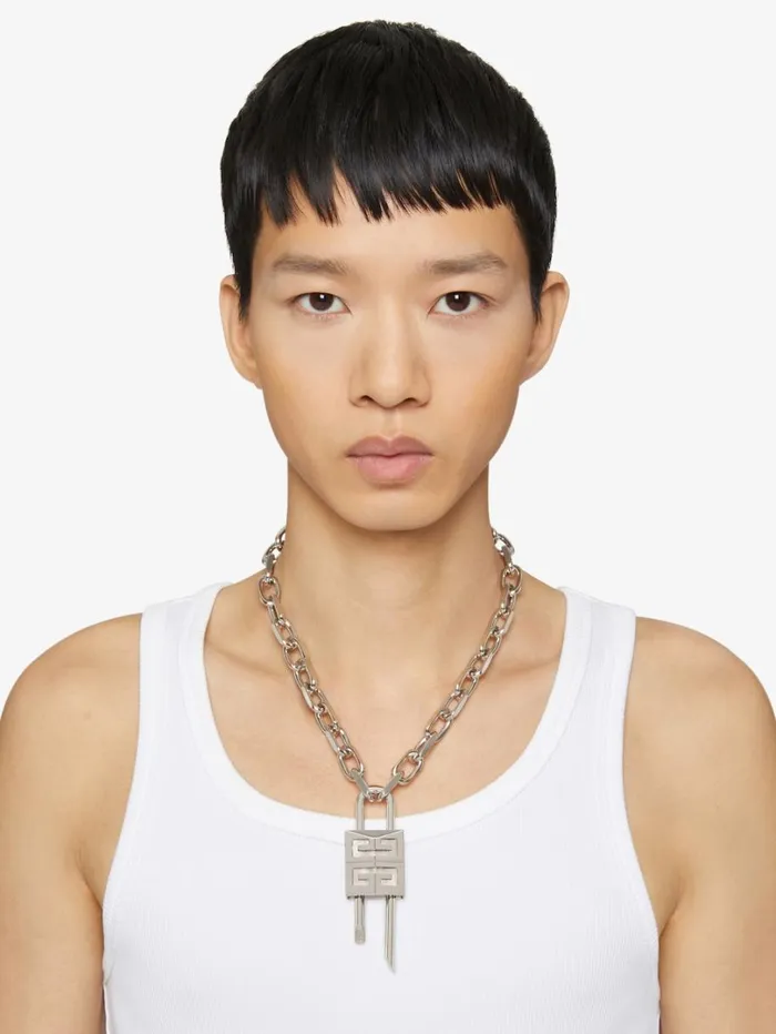 Givenchy Medium Lock Necklace In Metal Silvery Men Jewelry Givenchy Medium Lock Necklace In Metal Silvery Men Jewelry