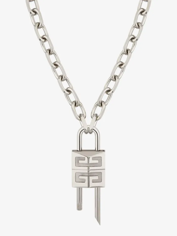 Givenchy Medium Lock Necklace In Metal Silvery Men Jewelry Givenchy Medium Lock Necklace In Metal Silvery Men Jewelry