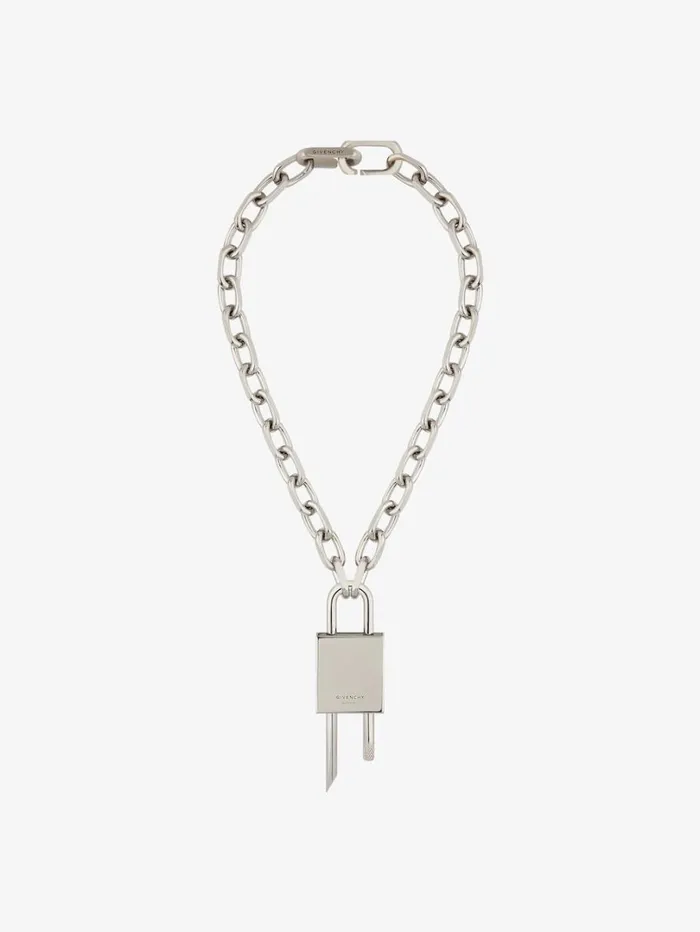 Givenchy Medium Lock Necklace In Metal Silvery Men Jewelry Givenchy Medium Lock Necklace In Metal Silvery Men Jewelry
