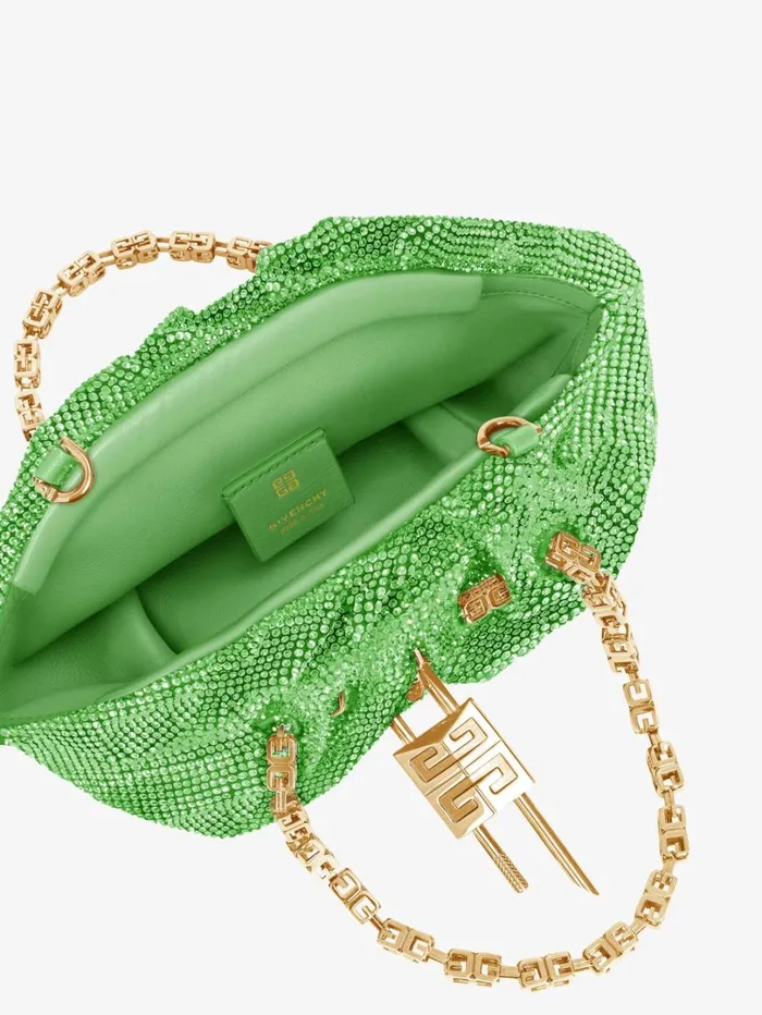Givenchy Mini Kenny Bag In Satin With Strass Absynthe Green Women Micro Bags Givenchy Mini Kenny Bag In Satin With Strass Absynthe Green Women Micro Bags