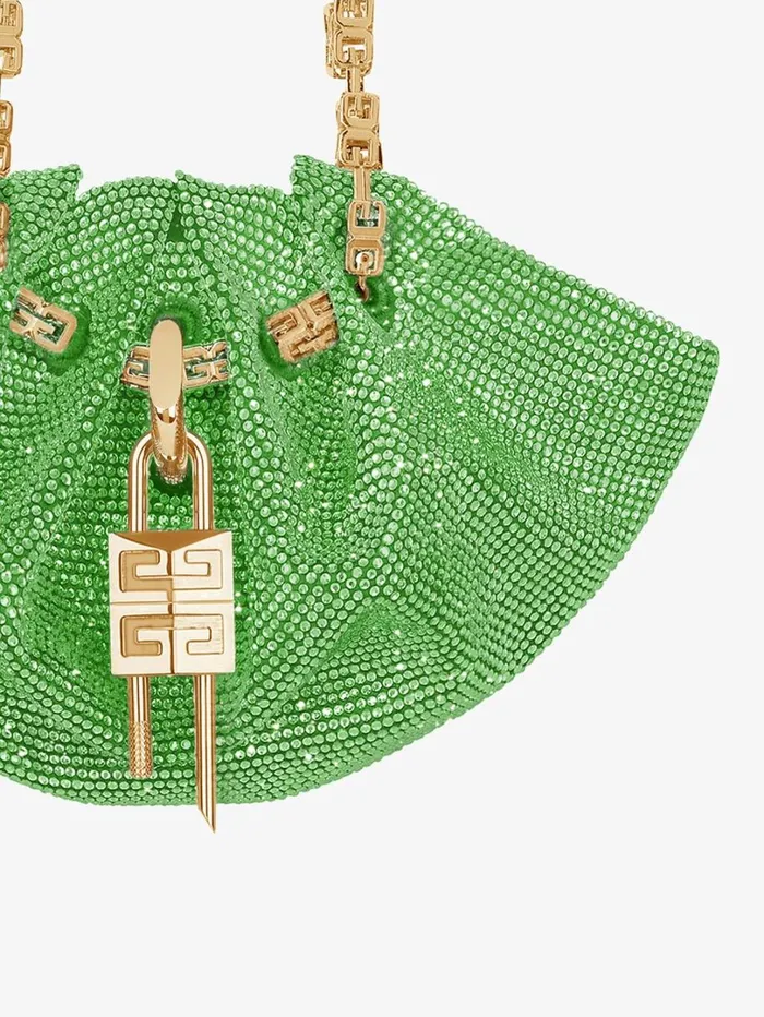 Givenchy Mini Kenny Bag In Satin With Strass Absynthe Green Women Micro Bags Givenchy Mini Kenny Bag In Satin With Strass Absynthe Green Women Micro Bags