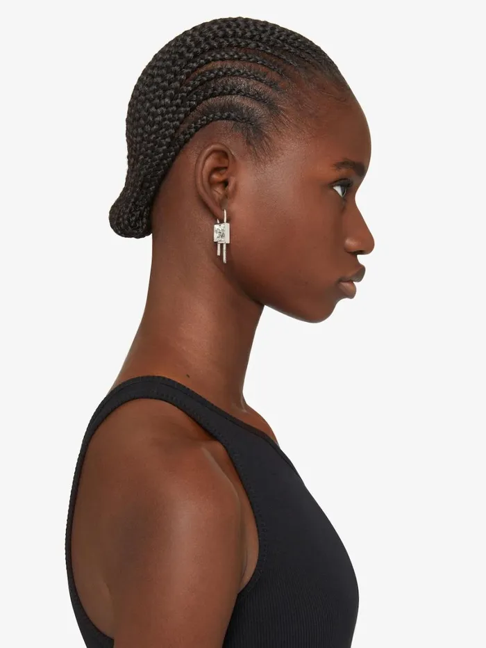 Givenchy Mini Lock Earrings In Metal With Crystal Silvery Women Jewelry Givenchy Mini Lock Earrings In Metal With Crystal Silvery Women Jewelry