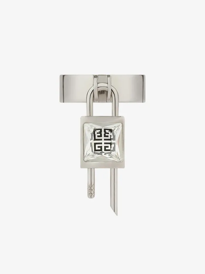 Givenchy Mini Lock Ring In Metal With Crystal Silvery Women Jewelry