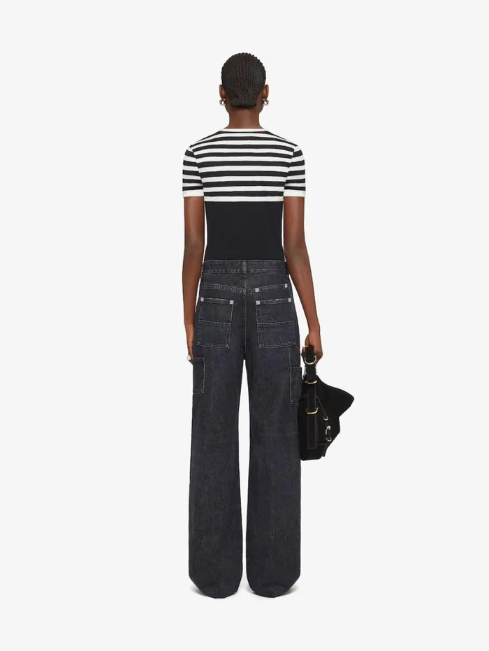 Givenchy Oversized Jeans In Denim With Patches Faded Black Women Pants and Shorts