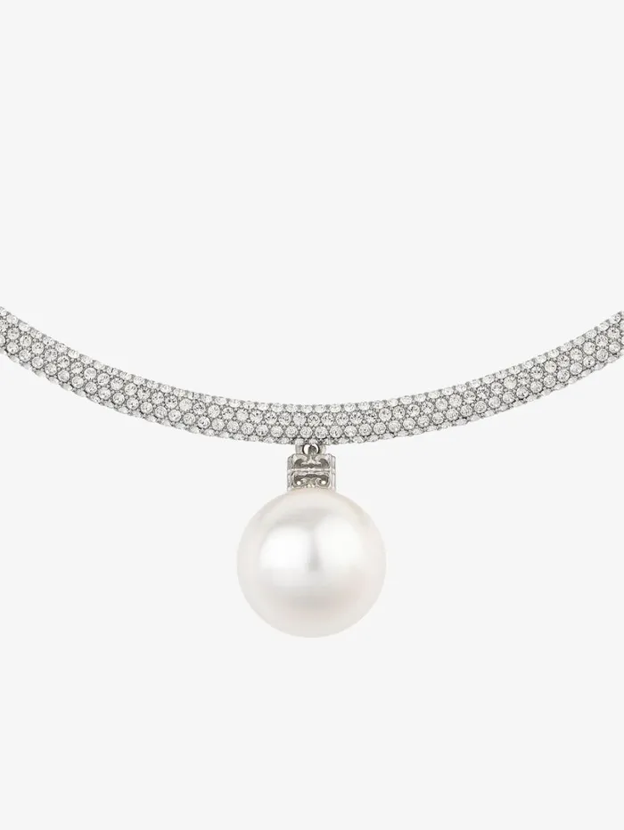 Givenchy Pearl Torque Necklace In Metal With Pearl And Crystals Whitesilvery Women Jewelry Givenchy Pearl Torque Necklace In Metal With Pearl And Crystals Whitesilvery Women Jewelry
