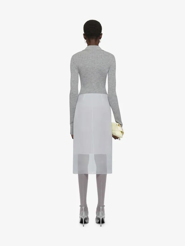 Givenchy Polo Sweater In Wool With 4G Detail Heather Grey Women Knitwear