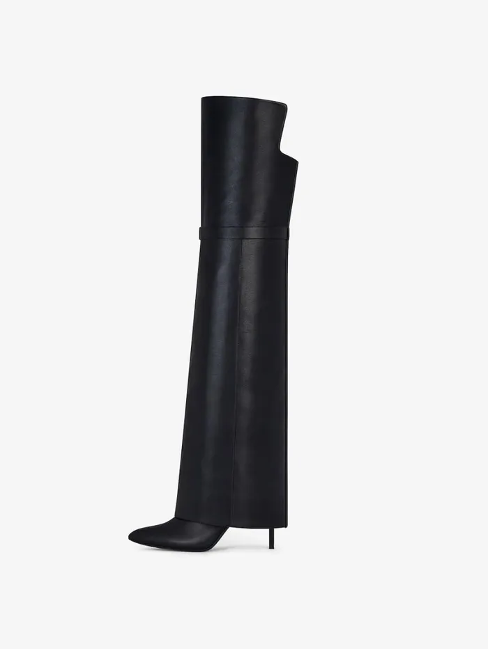 Givenchy Shark Lock Stiletto Overtheknee Boots In Leather Black Women Shark Lock Givenchy Shark Lock Stiletto Overtheknee Boots In Leather Black Women Shark Lock