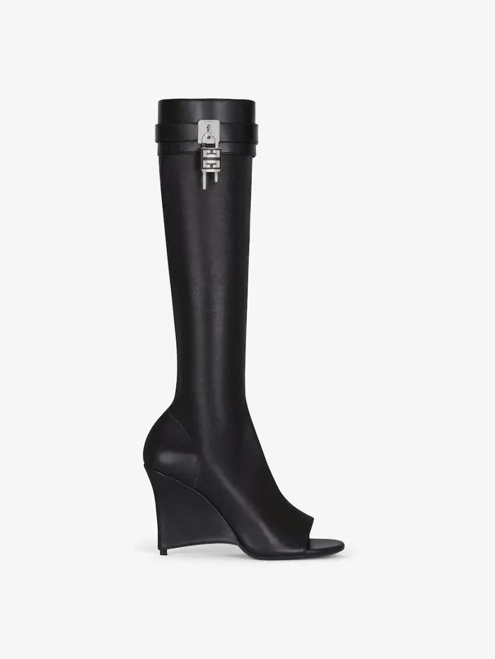 Givenchy Shark Lock Stiletto Sandal Boots In Leather Black Women Shark Lock