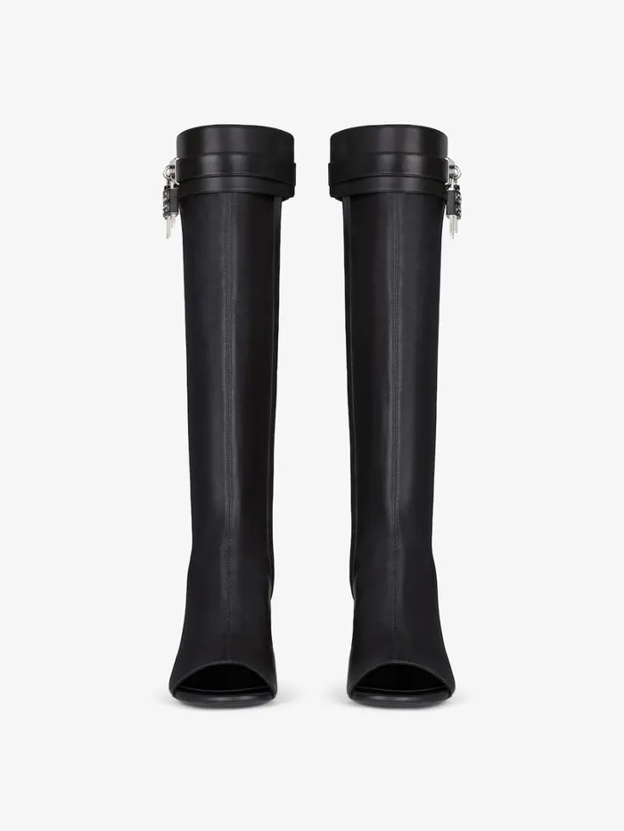 Givenchy Shark Lock Stiletto Sandal Boots In Leather Black Women Shark Lock Givenchy Shark Lock Stiletto Sandal Boots In Leather Black Women Shark Lock