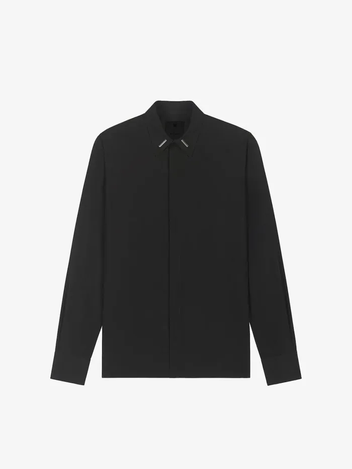 Givenchy Shirt In Poplin With Collar Details Black Men Shirts