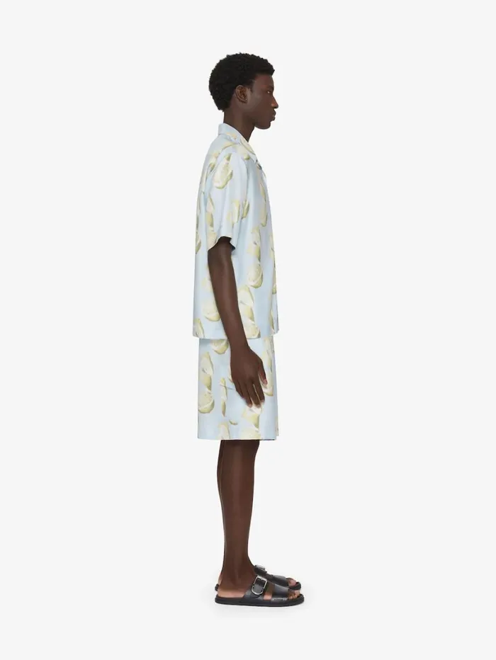 Givenchy Shirt In Silk With Lemon Print Blueyellow Men Shirts