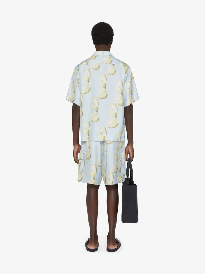 Givenchy Shirt In Silk With Lemon Print Blueyellow Men Shirts