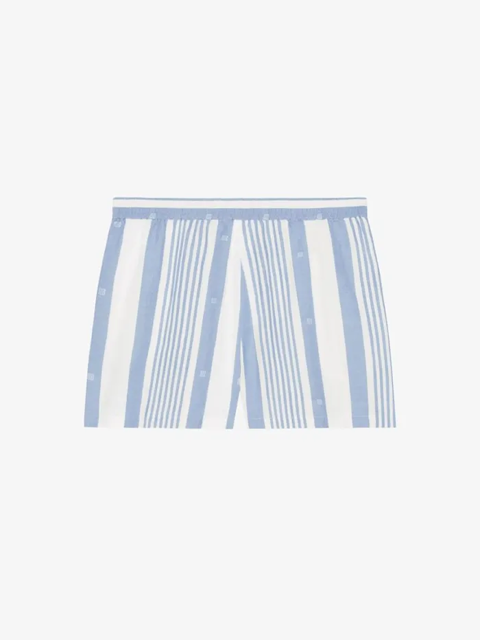 Givenchy Shorts In Cotton And Linen With 4G Stripes Blueoff White Women Pants and Shorts Givenchy Shorts In Cotton And Linen With 4G Stripes Blueoff White Women Pants and Shorts