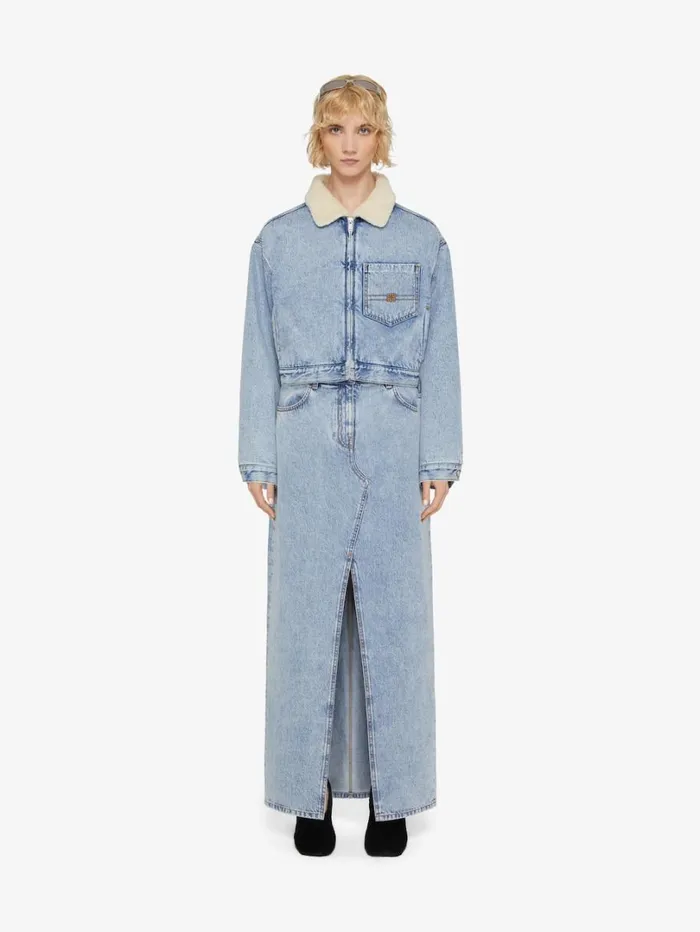 Givenchy Skirt In Denim With Slit Light Blue Women Skirts