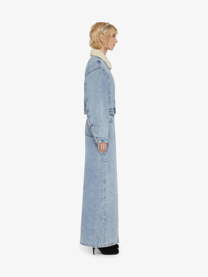 Givenchy Skirt In Denim With Slit Light Blue Women Skirts